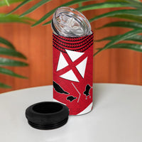 Wallis And Futuna 4 in 1 Can Cooler Tumbler Polynesian Tattoo Flag Map TS04 - Polynesian Pride