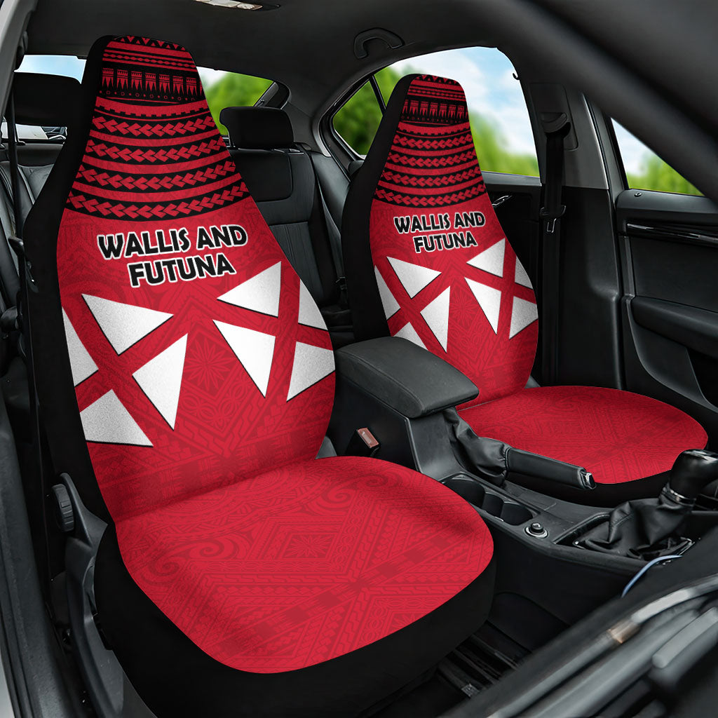 Wallis And Futuna Car Seat Cover Polynesian Tattoo Flag Map TS04 One Size Red Black - Polynesian Pride