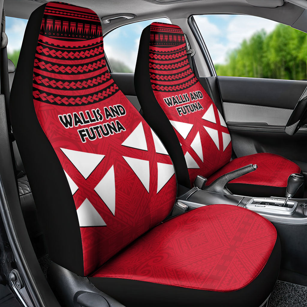Wallis And Futuna Car Seat Cover Polynesian Tattoo Flag Map TS04 - Polynesian Pride