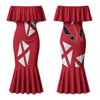 Wallis And Futuna Couples Matching Mermaid Dress and Long Sleeve Button Shirt Polynesian Tattoo Flag Map TS04 - Polynesian Pride