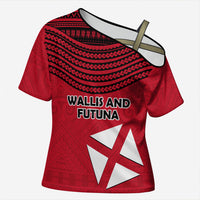 Wallis And Futuna Cross Shoulder Shirt Polynesian Tattoo Flag Map TS04 Female Red Black - Polynesian Pride