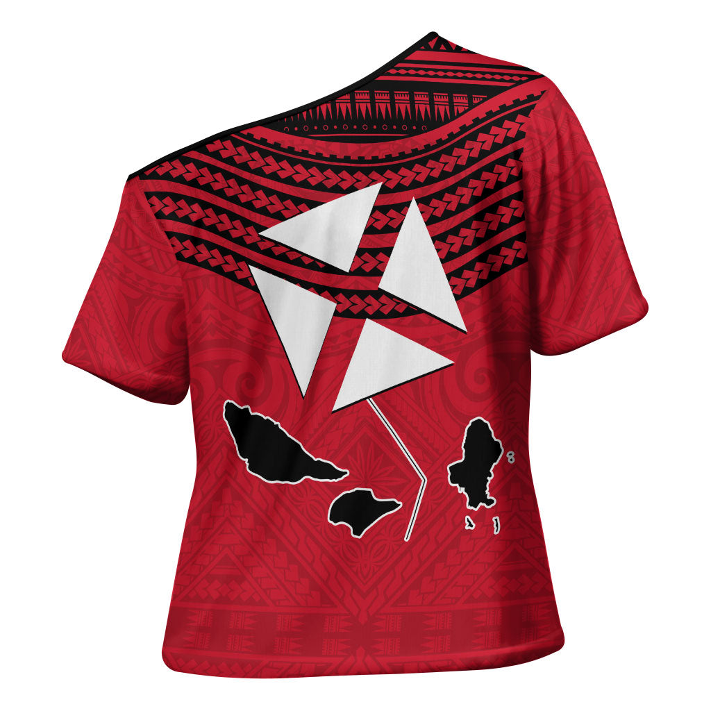 Wallis And Futuna Cross Shoulder Shirt Polynesian Tattoo Flag Map TS04 - Polynesian Pride