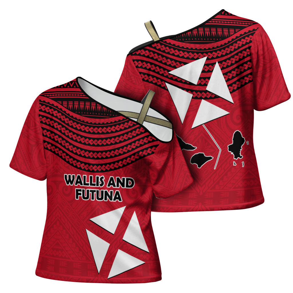 Wallis And Futuna Cross Shoulder Shirt Polynesian Tattoo Flag Map TS04 - Polynesian Pride