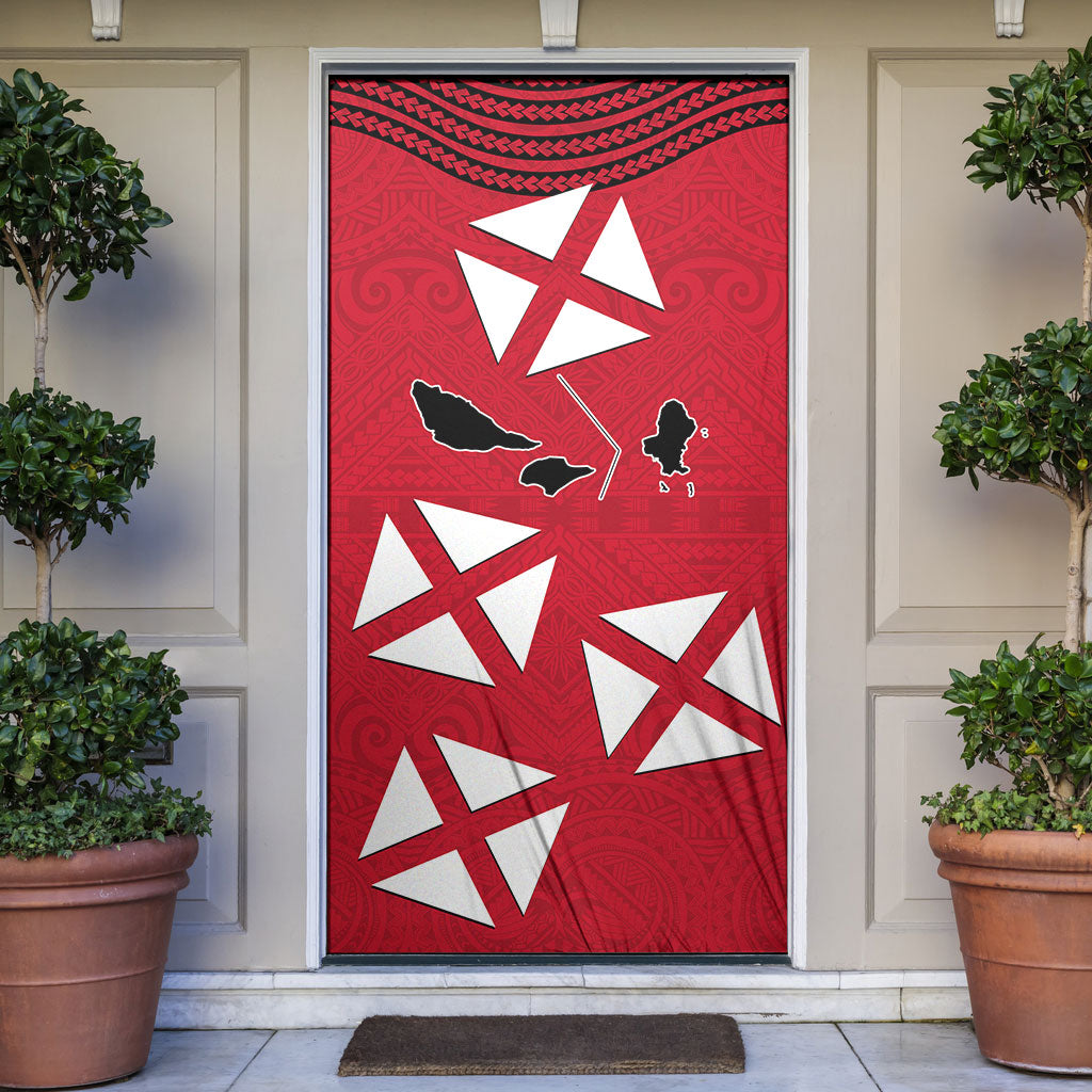 Wallis And Futuna Door Cover Polynesian Tattoo Flag Map TS04 Red Black - Polynesian Pride
