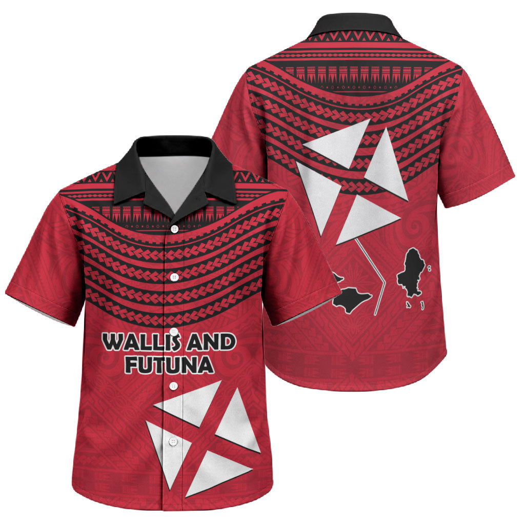 Wallis And Futuna Family Matching Tank Maxi Dress and Hawaiian Shirt Polynesian Tattoo Flag Map TS04 Son's Shirt Red Black - Polynesian Pride