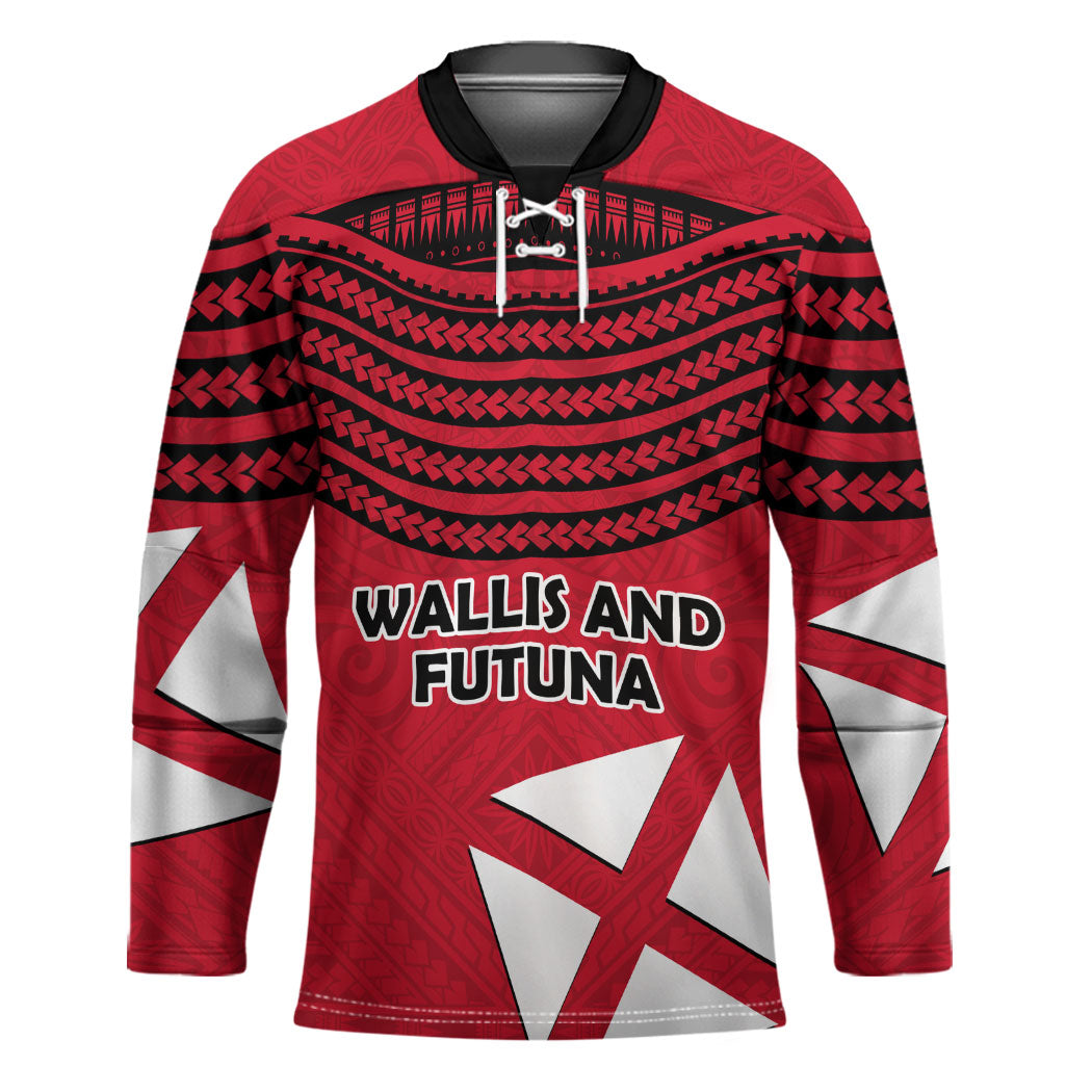 Wallis And Futuna Hockey Jersey Polynesian Tattoo Flag Map TS04 Unisex Red Black - Polynesian Pride