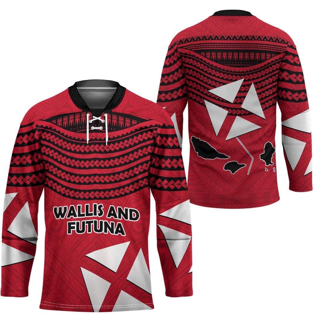 Wallis And Futuna Hockey Jersey Polynesian Tattoo Flag Map TS04 - Polynesian Pride