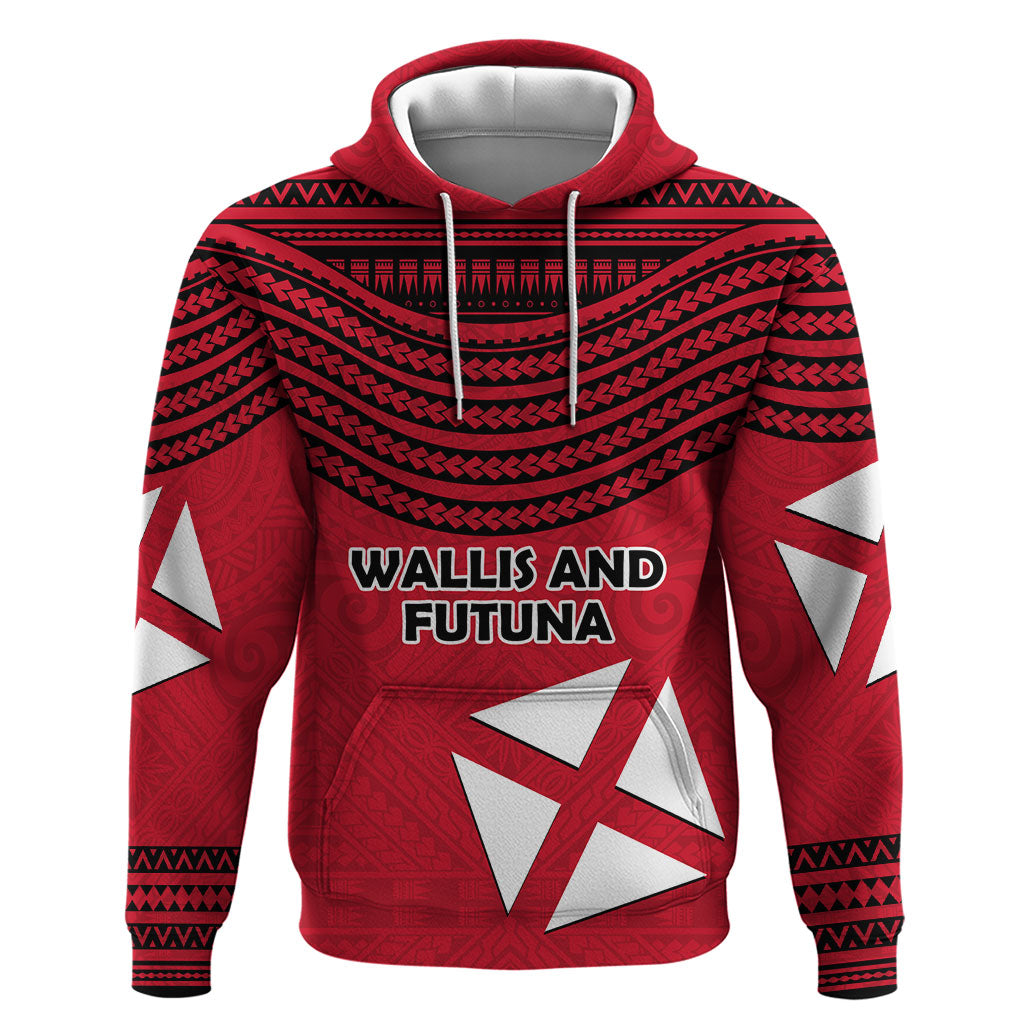 Wallis And Futuna Hoodie Polynesian Tattoo Flag Map TS04 Pullover Hoodie Red Black - Polynesian Pride