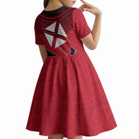Wallis And Futuna Kid Short Sleeve Dress Polynesian Tattoo Flag Map TS04 - Polynesian Pride