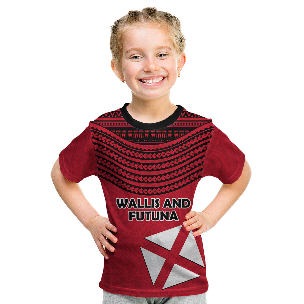 Wallis And Futuna Kid T Shirt Polynesian Tattoo Flag Map TS04 Red Black - Polynesian Pride