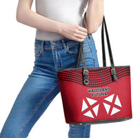 Wallis And Futuna Leather Tote Bag Polynesian Tattoo Flag Map TS04 - Polynesian Pride