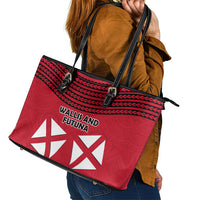 Wallis And Futuna Leather Tote Bag Polynesian Tattoo Flag Map TS04 - Polynesian Pride