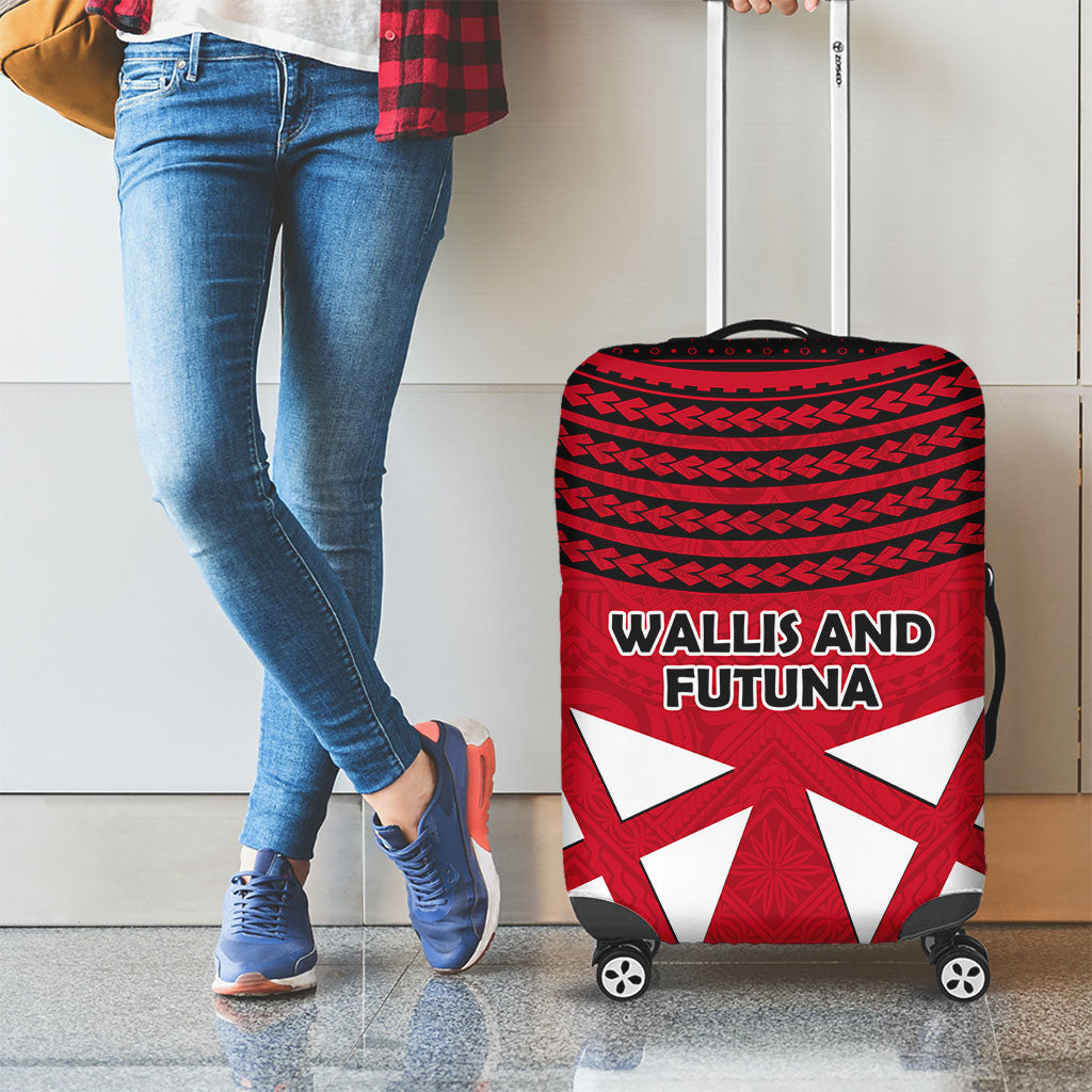 Wallis And Futuna Luggage Cover Polynesian Tattoo Flag Map TS04 - Polynesian Pride
