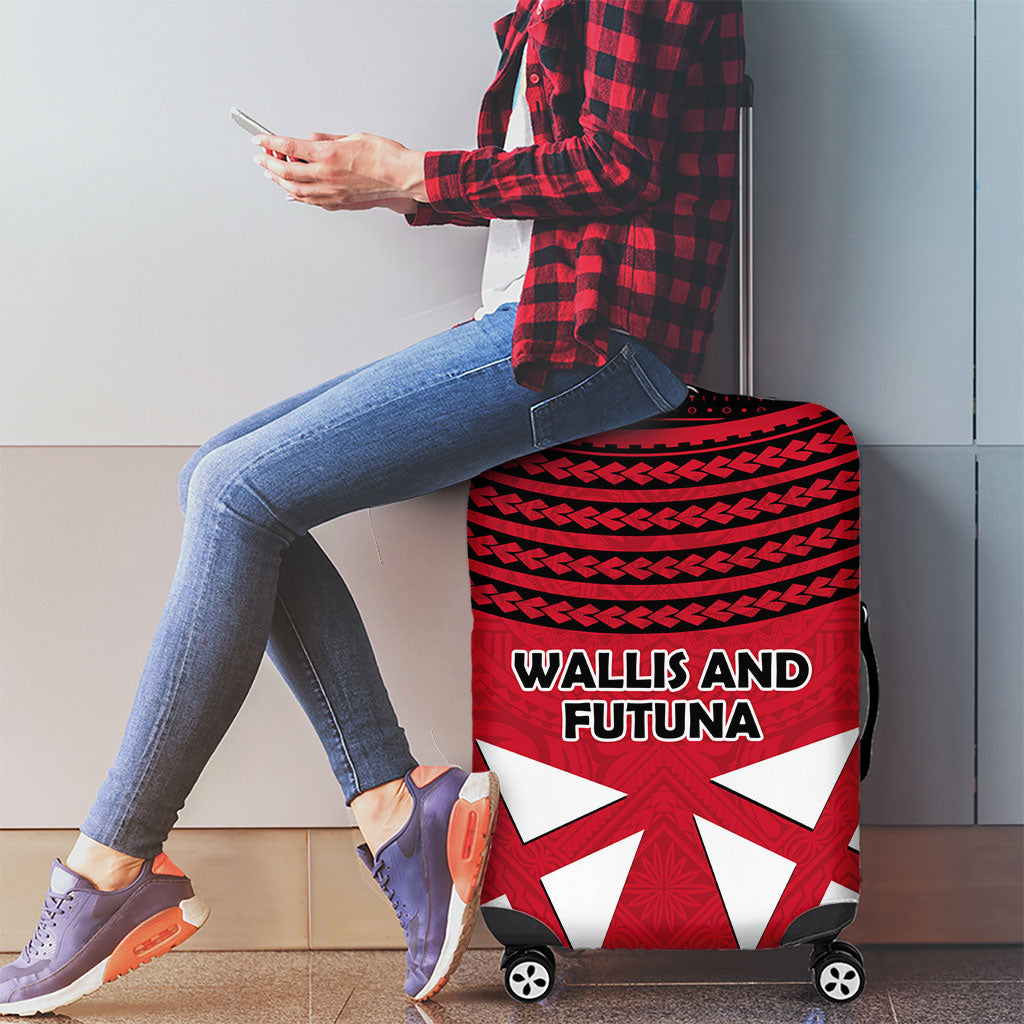 Wallis And Futuna Luggage Cover Polynesian Tattoo Flag Map TS04 - Polynesian Pride