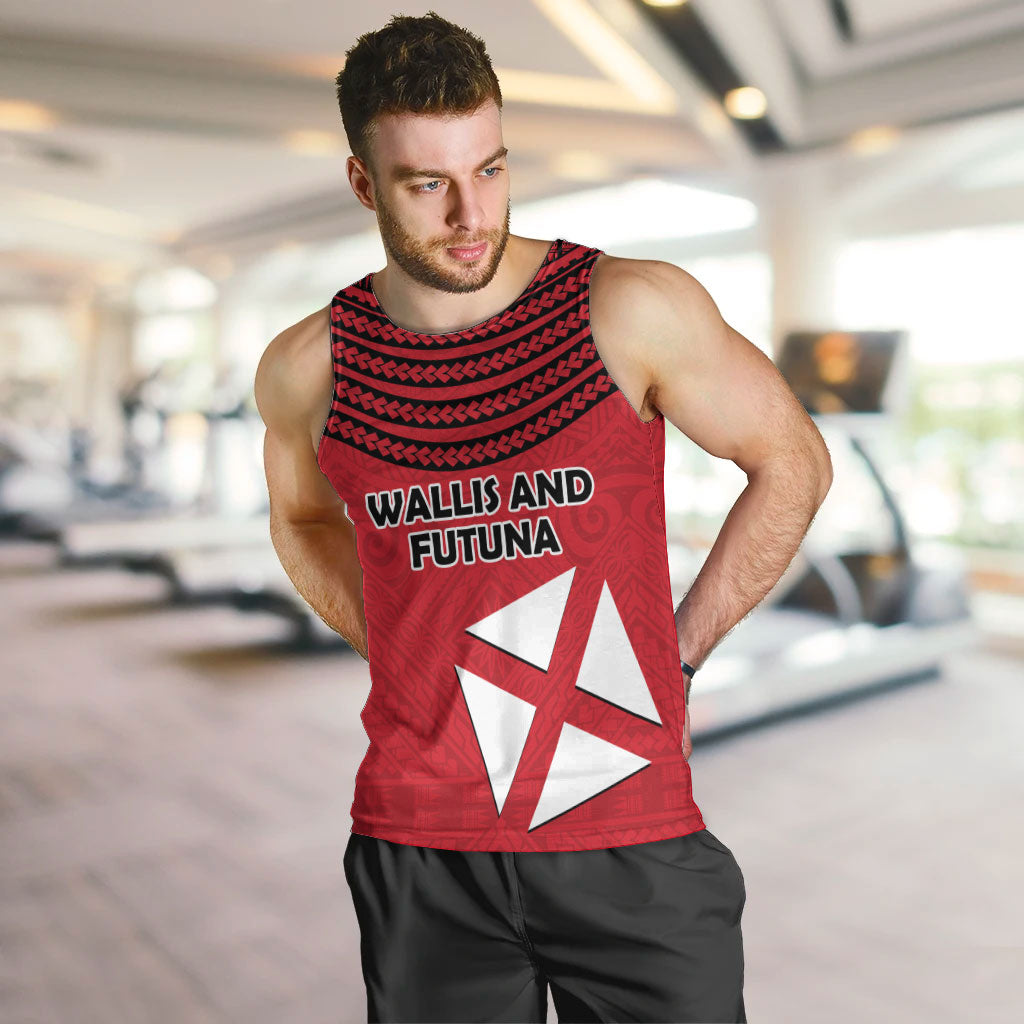 Wallis And Futuna Men Tank Top Polynesian Tattoo Flag Map TS04 Red Black - Polynesian Pride