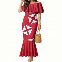 Wallis And Futuna Mermaid Dress Polynesian Tattoo Flag Map TS04 Women Red Black - Polynesian Pride