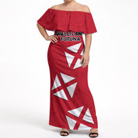 Wallis And Futuna Off Shoulder Maxi Dress Polynesian Tattoo Flag Map TS04 Women Red Black - Polynesian Pride