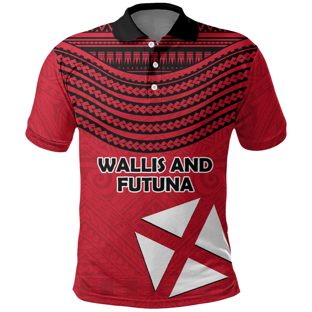 Wallis And Futuna Polo Shirt Polynesian Tattoo Flag Map TS04 Red Black - Polynesian Pride