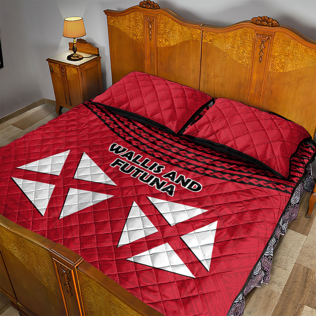 Wallis And Futuna Quilt Bed Set Polynesian Tattoo Flag Map TS04 - Polynesian Pride