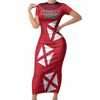 Wallis And Futuna Short Sleeve Bodycon Dress Polynesian Tattoo Flag Map TS04 Long Dress Red Black - Polynesian Pride