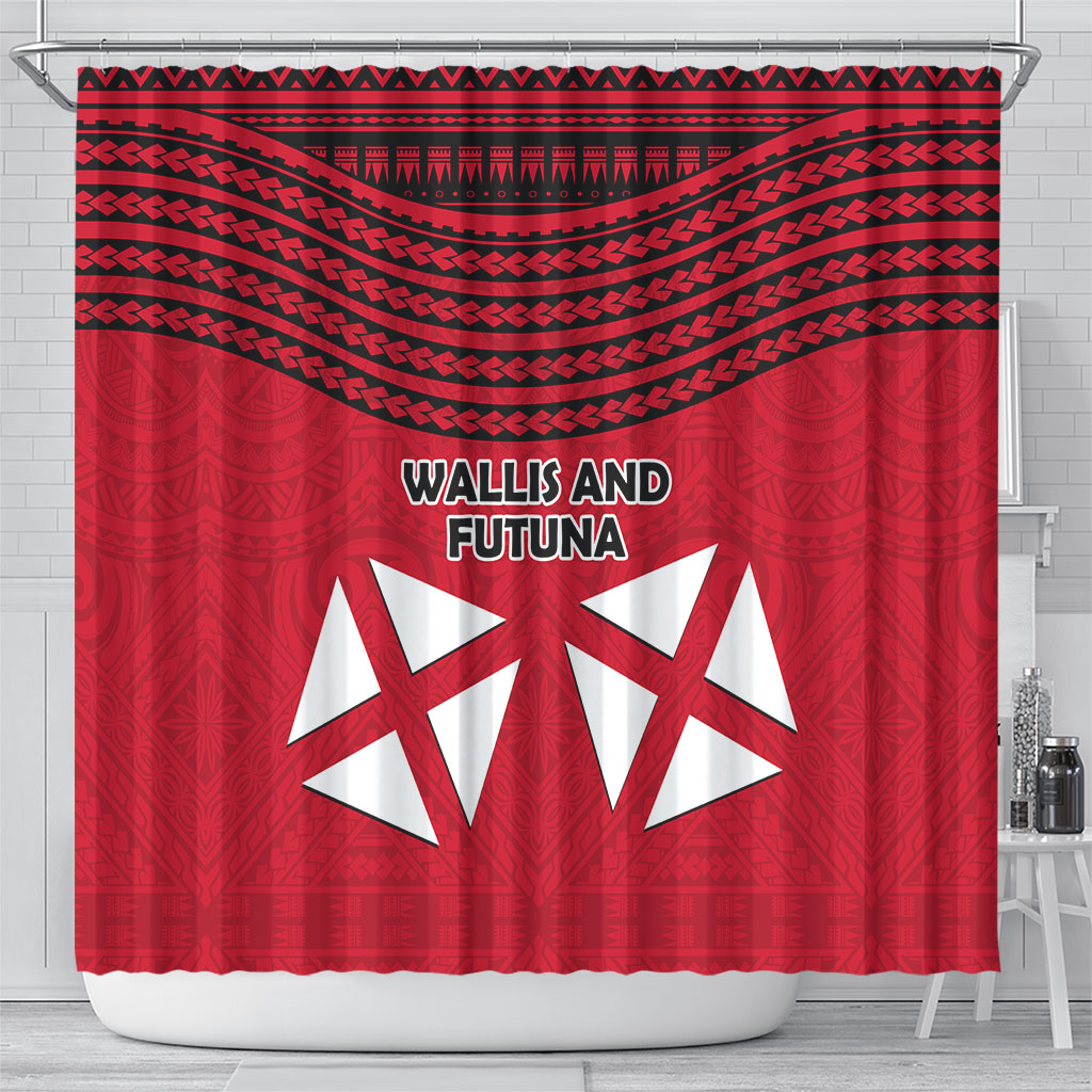 Wallis And Futuna Shower Curtain Polynesian Tattoo Flag Map TS04 - Polynesian Pride