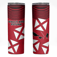 Wallis And Futuna Skinny Tumbler Polynesian Tattoo Flag Map TS04 Red Black - Polynesian Pride