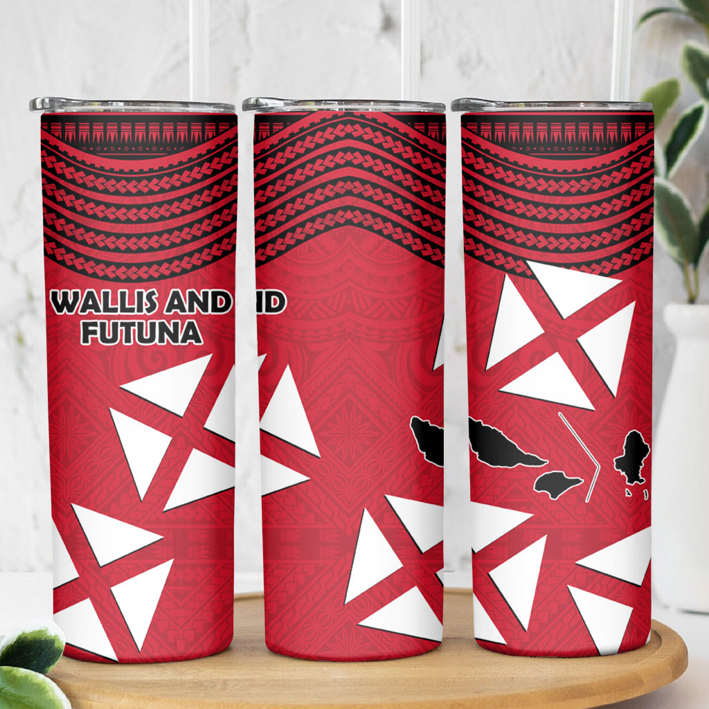 Wallis And Futuna Skinny Tumbler Polynesian Tattoo Flag Map TS04 - Polynesian Pride