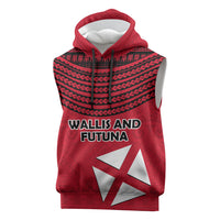 Wallis And Futuna Sleeveless Hoodie Polynesian Tattoo Flag Map TS04 Red Black - Polynesian Pride