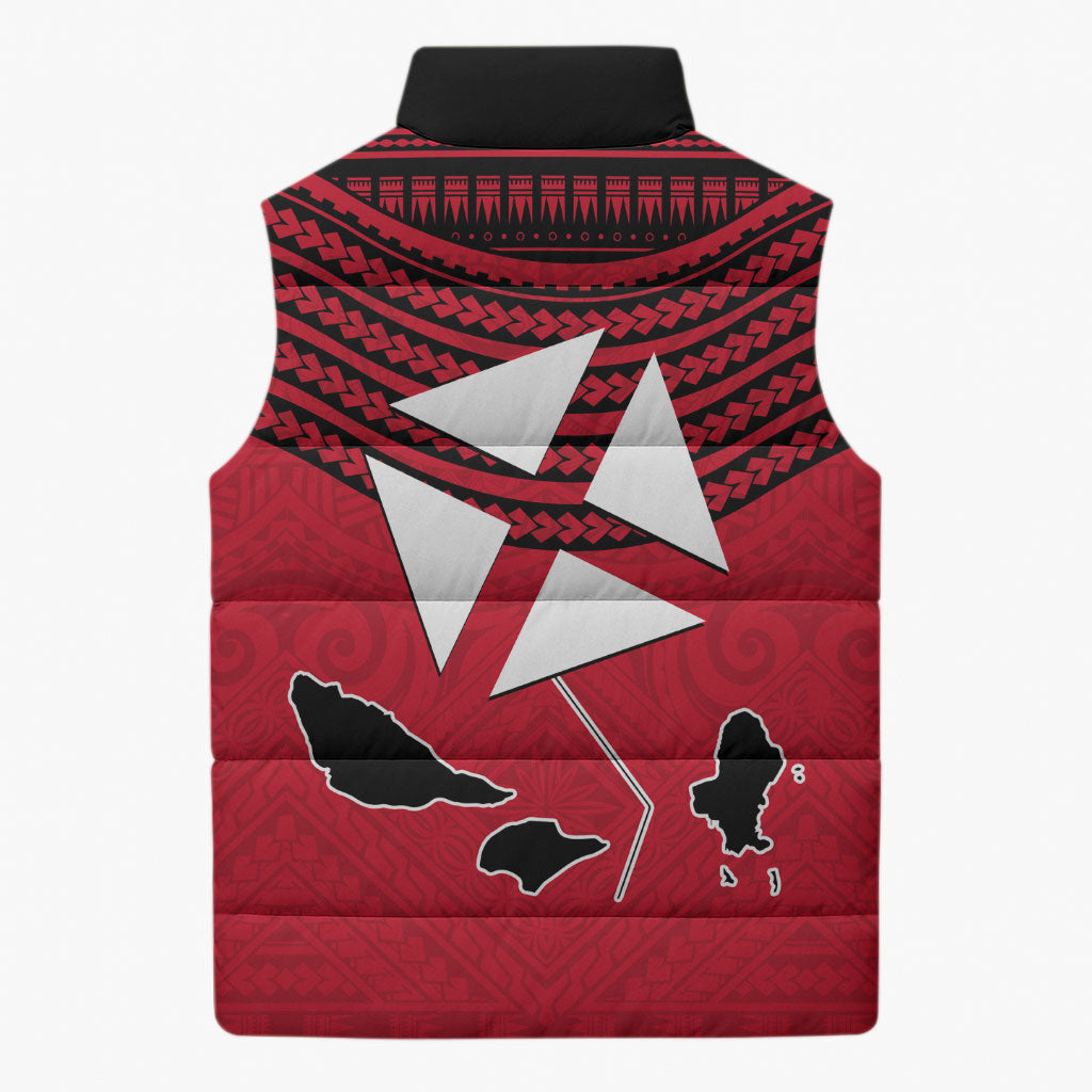 Wallis And Futuna Sleeveless Puffer Jacket Polynesian Tattoo Flag Map TS04 - Polynesian Pride