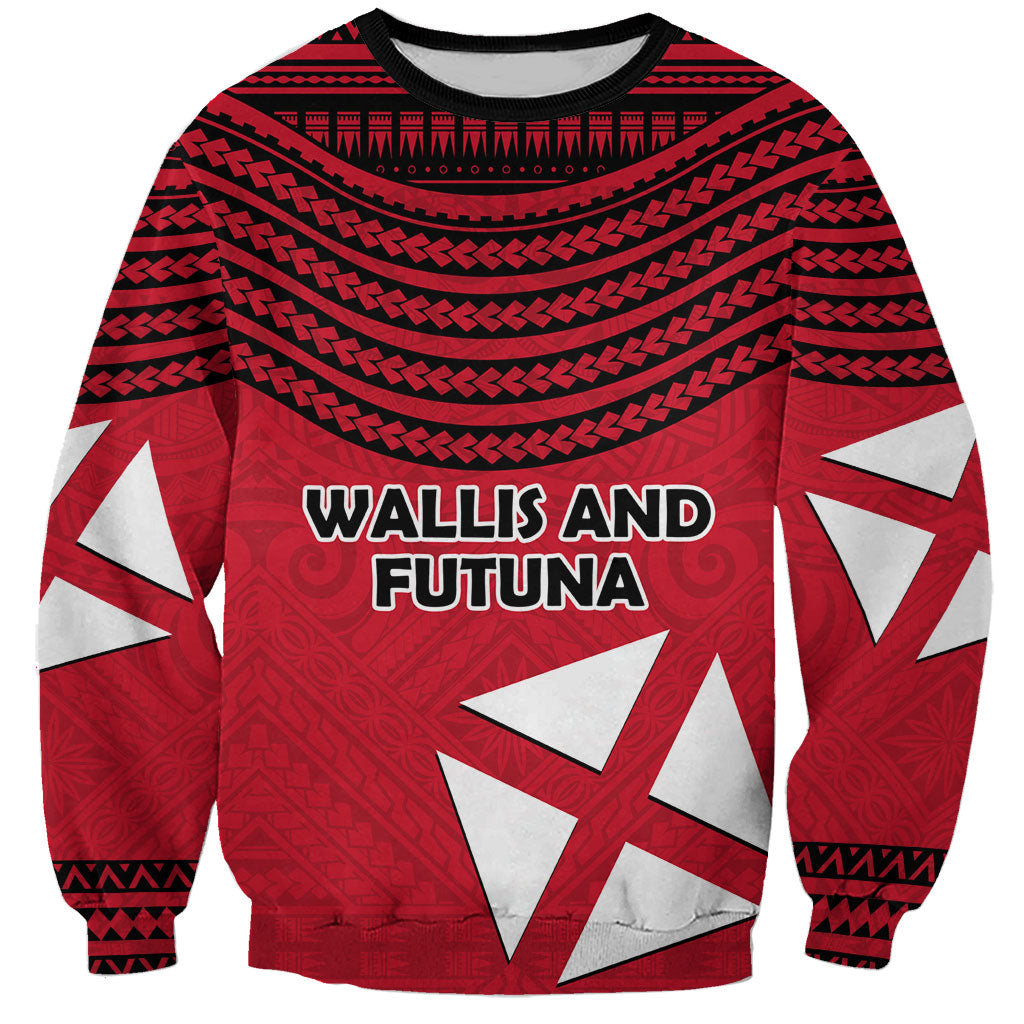 Wallis And Futuna Sweatshirt Polynesian Tattoo Flag Map TS04 Unisex Red Black - Polynesian Pride