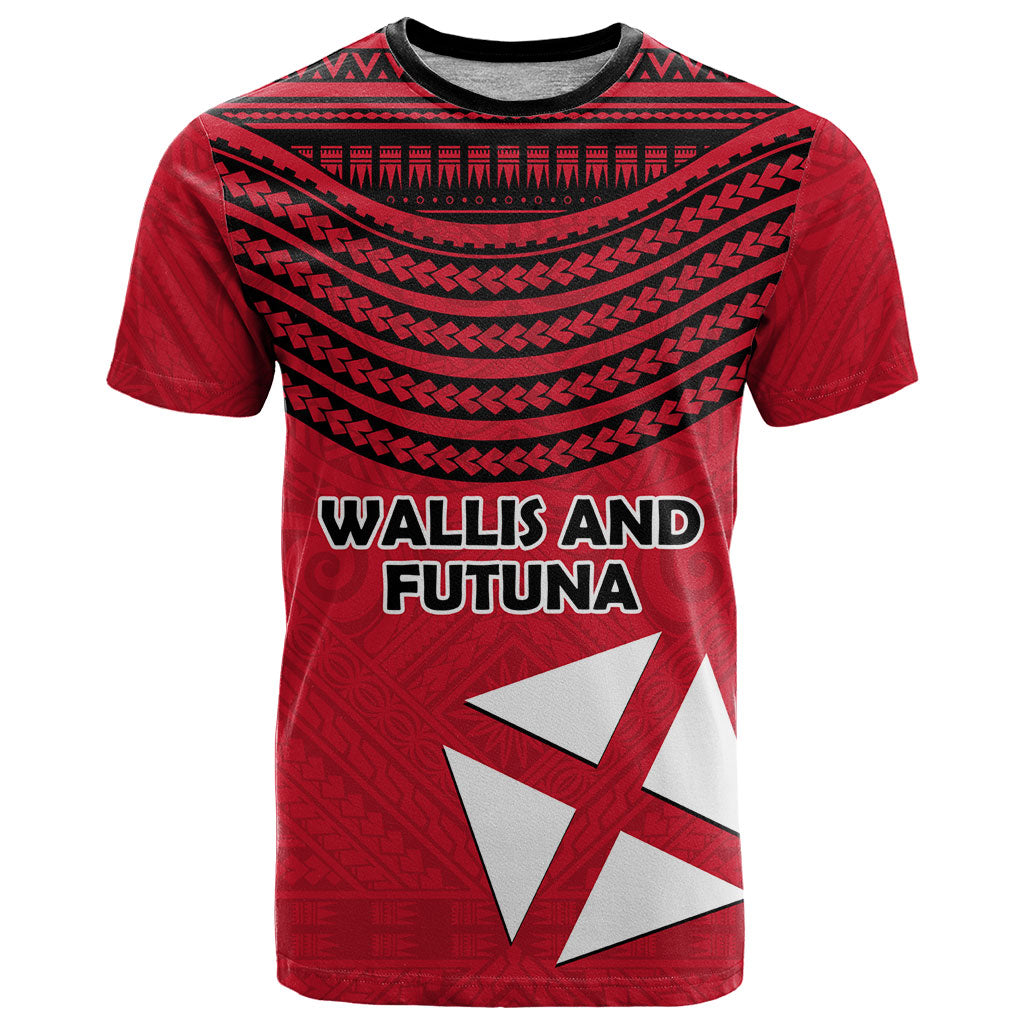 Wallis And Futuna T Shirt Polynesian Tattoo Flag Map TS04 Red Black - Polynesian Pride