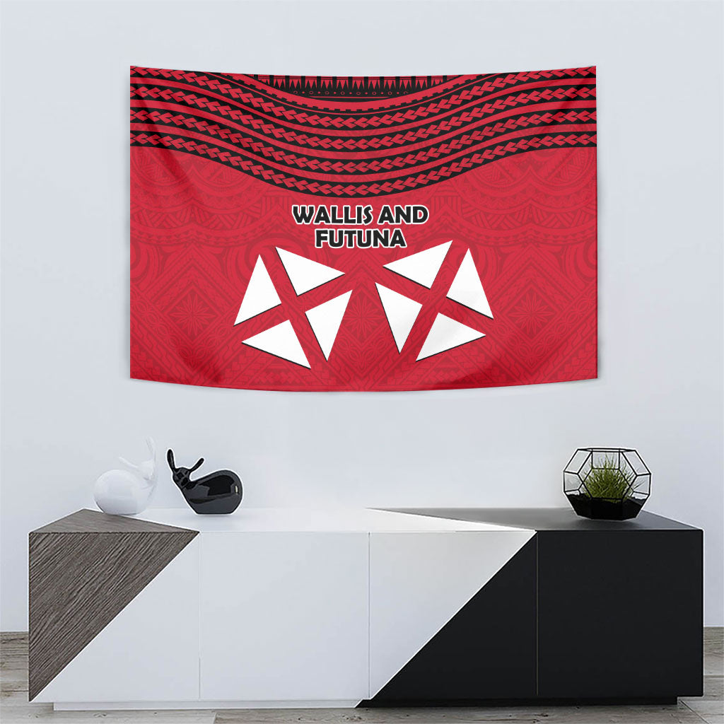 Wallis And Futuna Tapestry Polynesian Tattoo Flag Map TS04 - Polynesian Pride