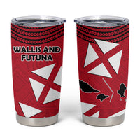 Wallis And Futuna Tumbler Cup Polynesian Tattoo Flag Map TS04 Red Black - Polynesian Pride