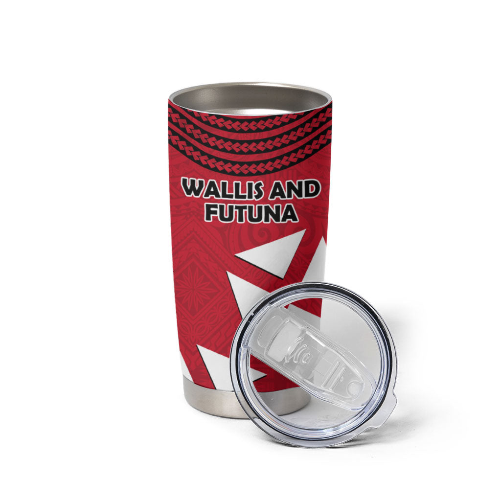 Wallis And Futuna Tumbler Cup Polynesian Tattoo Flag Map TS04 - Polynesian Pride