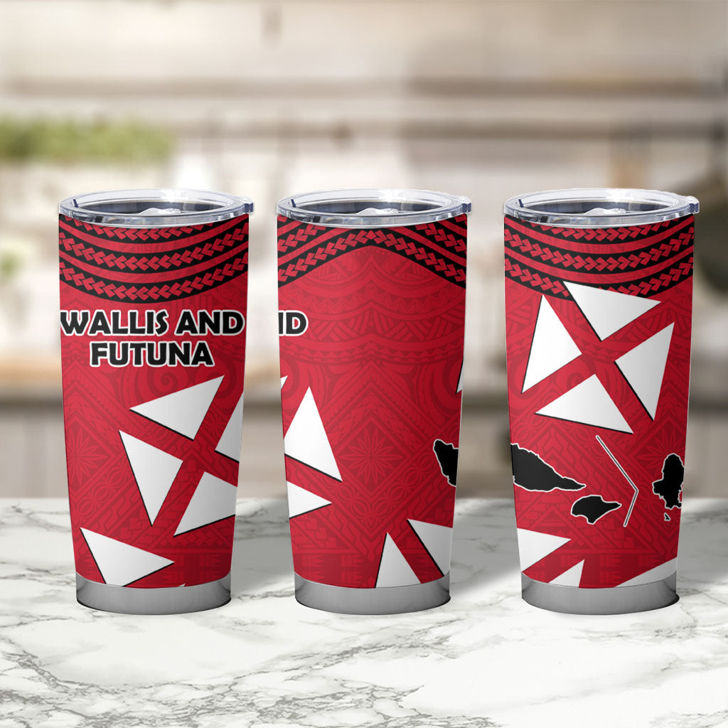 Wallis And Futuna Tumbler Cup Polynesian Tattoo Flag Map TS04 - Polynesian Pride