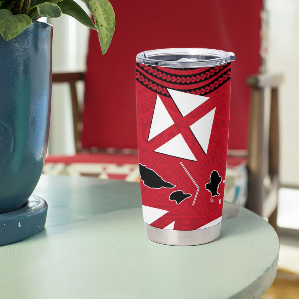 Wallis And Futuna Tumbler Cup Polynesian Tattoo Flag Map TS04 - Polynesian Pride