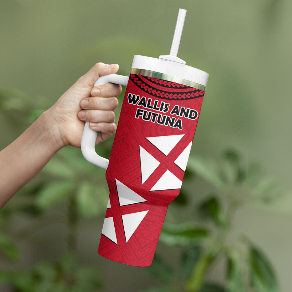 Wallis And Futuna Tumbler With Handle Polynesian Tattoo Flag Map TS04 - Polynesian Pride