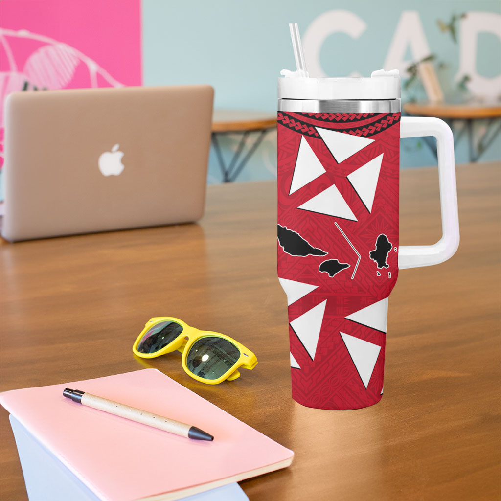 Wallis And Futuna Tumbler With Handle Polynesian Tattoo Flag Map TS04 - Polynesian Pride