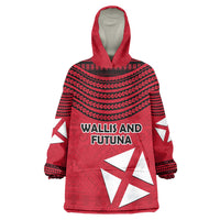 Wallis And Futuna Wearable Blanket Hoodie Polynesian Tattoo Flag Map TS04 One Size Red Black - Polynesian Pride