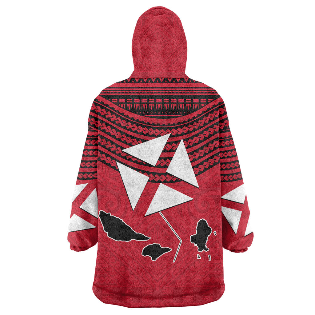 Wallis And Futuna Wearable Blanket Hoodie Polynesian Tattoo Flag Map TS04 - Polynesian Pride