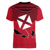 Wallis And Futuna Women V-Neck T-Shirt Polynesian Tattoo Flag Map TS04 - Polynesian Pride