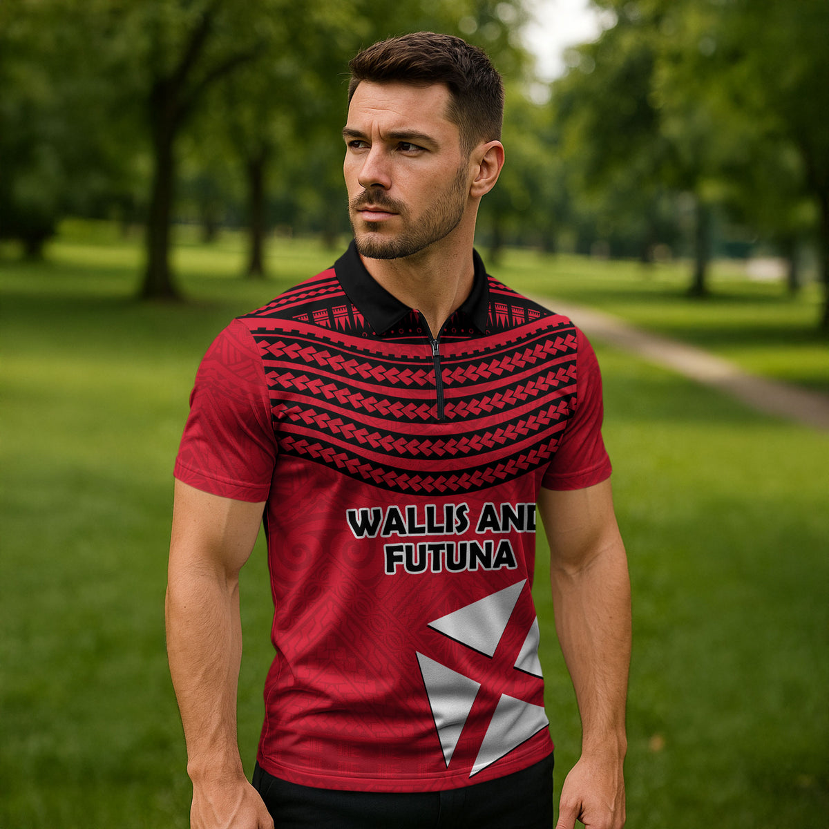 Wallis And Futuna Zipper Polo Shirt Polynesian Tattoo Flag Map TS04 - Polynesian Pride