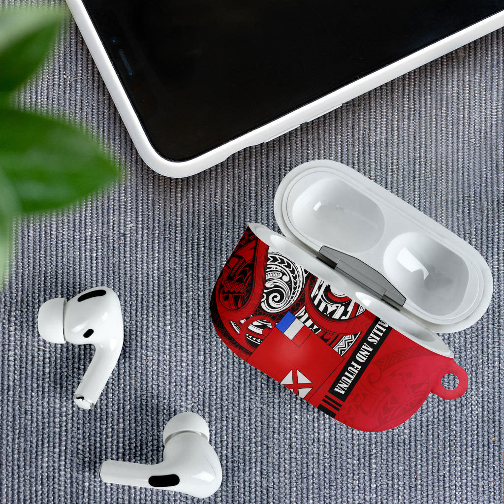 Wallis And Futuna AirPods Case Tribal Polynesian Tattoo Flag Motif TS04 - Polynesian Pride