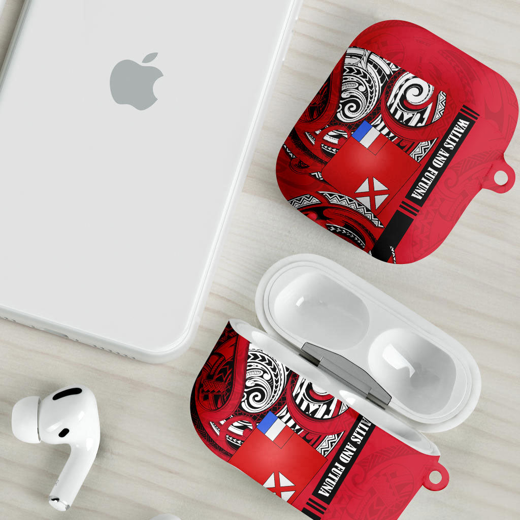 Wallis And Futuna AirPods Case Tribal Polynesian Tattoo Flag Motif TS04 - Polynesian Pride