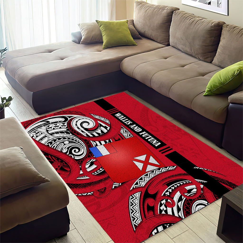 Wallis And Futuna Area Rug Tribal Polynesian Tattoo Flag Motif TS04 - Polynesian Pride