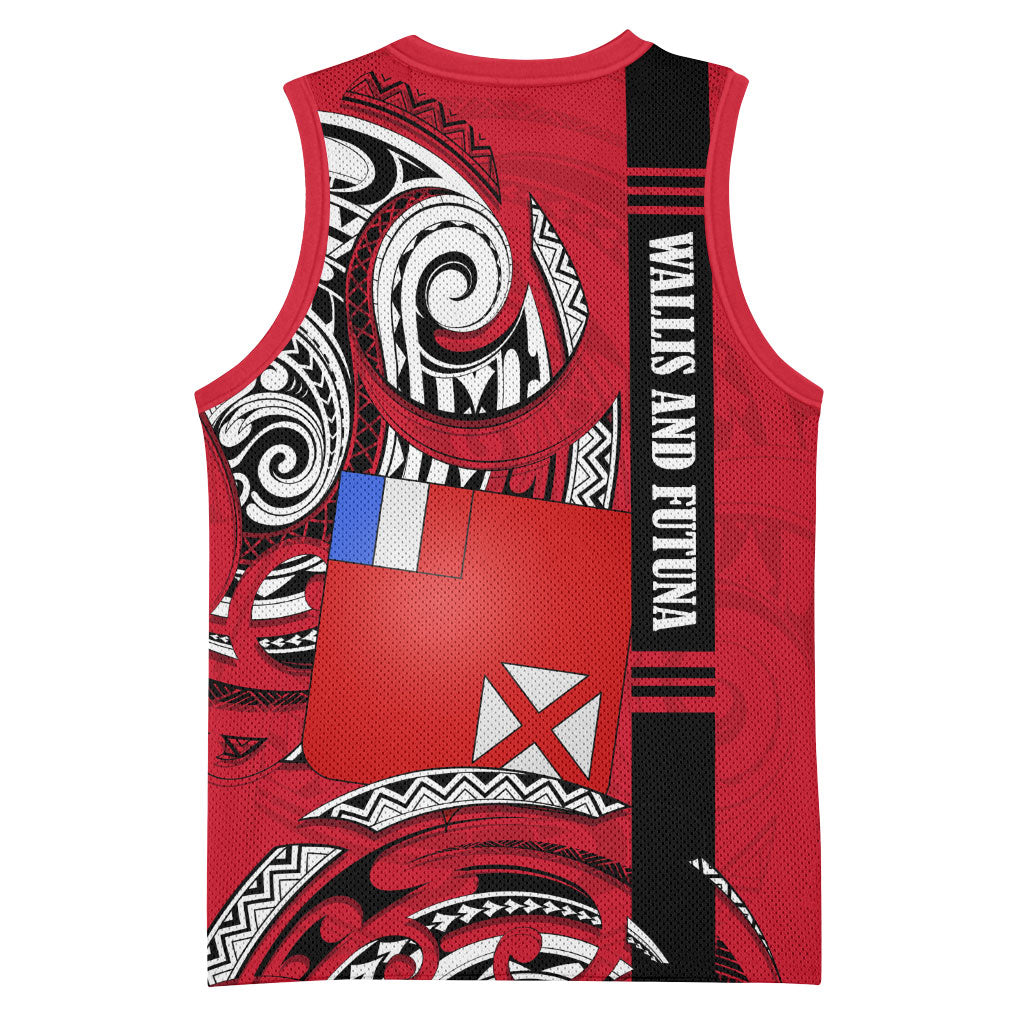 Wallis And Futuna Basketball Jersey Tribal Polynesian Tattoo Flag Motif TS04 - Polynesian Pride