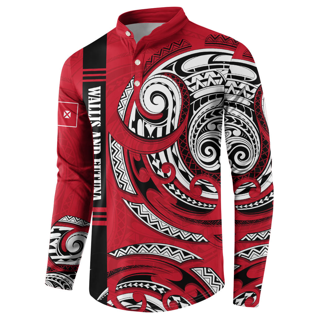 Wallis And Futuna Button Sweatshirt Tribal Polynesian Tattoo Flag Motif TS04 - Polynesian Pride