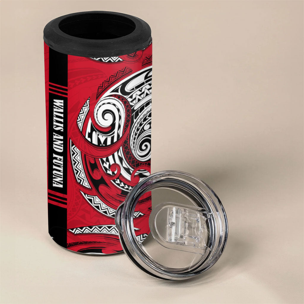 Wallis And Futuna 4 in 1 Can Cooler Tumbler Tribal Polynesian Tattoo Flag Motif TS04 - Polynesian Pride
