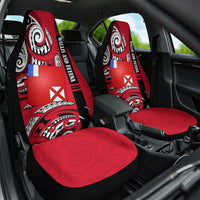 Wallis And Futuna Car Seat Cover Tribal Polynesian Tattoo Flag Motif TS04 One Size Red Black - Polynesian Pride