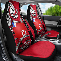 Wallis And Futuna Car Seat Cover Tribal Polynesian Tattoo Flag Motif TS04 - Polynesian Pride